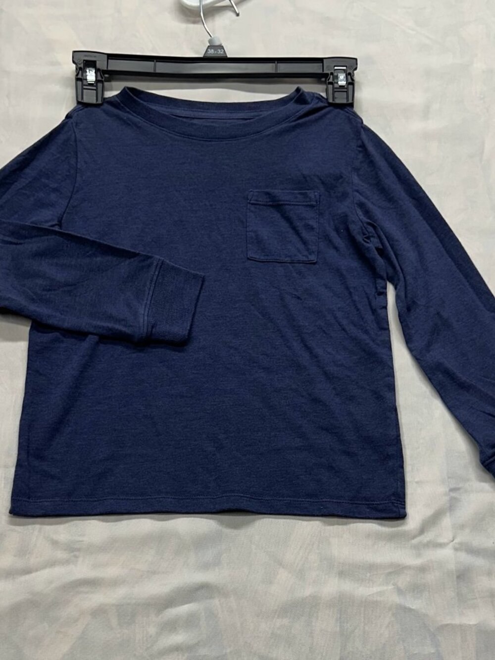 NWT Cat & Jack Kids Navy Blue Long Sleeve Pocket T-Shirt XS 4/5 Crew Neck Basic
